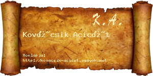 Kovácsik Acicét névjegykártya
